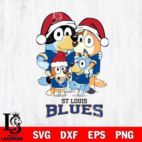 St Louis Blues Christmas Bluey Family Sport Svg, Christmas Svg , NHL svg , Digital Download, dxf eps png pdf file