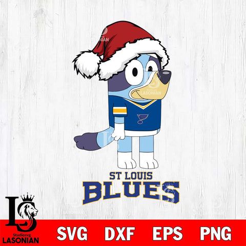 St Louis Blues Christmas Bluey Hat Svg, Christmas Svg , NHL svg , Digital Download, dxf eps png pdf file