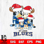 St Louis Blues Christmas Bluey Santa Family Svg, Christmas Svg , NHL svg , Digital Download, dxf eps png pdf file