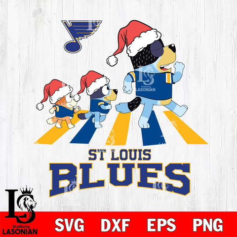 St Louis Blues Christmas Family Bluey Walking Svg, Christmas Svg , NHL svg , Digital Download, dxf eps png pdf file