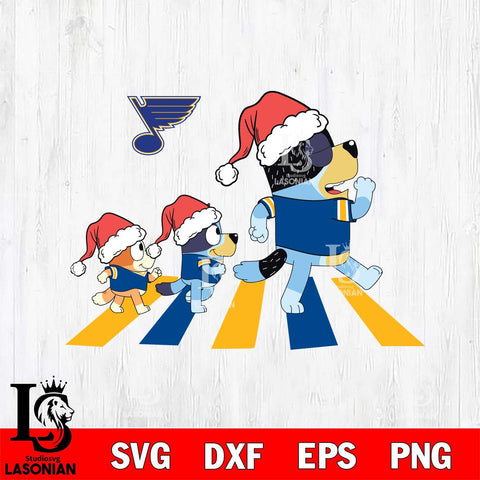 St Louis Blues Family Bluey Walking Christmas Svg Eps Dxf Png File, Digital Download, Instant Download