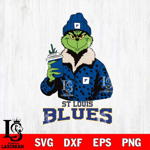 St Louis Blues Grinch Christmas Cut Files, Cricut,Christmas Svg Dxf Eps Png file , Digital Download