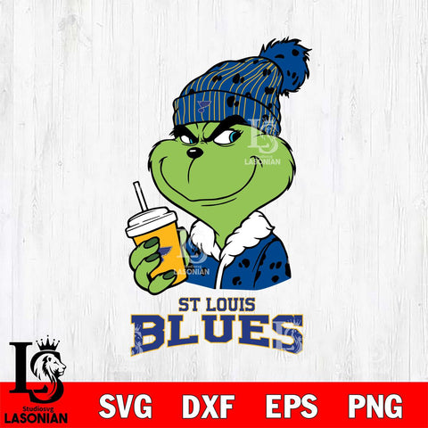 St Louis Blues Grinch Cofffe Christmas Cut Files, Cricut,Christmas Svg Dxf Eps Png file , Digital Download