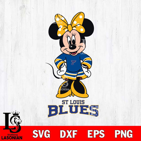 St Louis Blues Minnie Mouse NHL Hockey SVG DXF EPS PNG FILE,NHL File Cut,Disney Digital Download,Instant Download, Silhouette