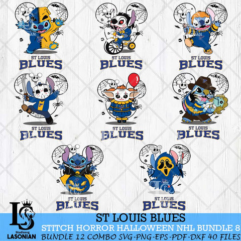 St Louis Blues Stitch Halloween Bundle 8 SVG Svg Eps Dxf Png File, Digital Download, Instant Download