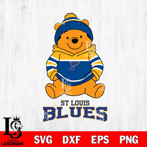 St Louis Blues Winnie The Pooh Hockey SVG DXF EPS PNG FILE,NHL File Cut,Disney Digital Download,Instant Download, Silhouette
