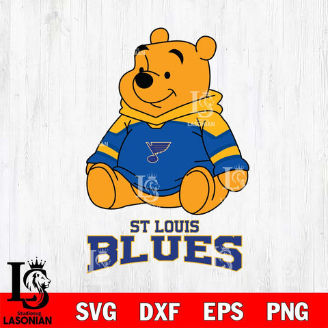 St Louis Blues Winnie The Pooh NHL Hockey SVG DXF EPS PNG FILE,NHL File Cut,Disney Digital Download,Instant Download, Silhouette