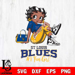 St Louis Blues #1 Black Fan Girl Betty Boop, Svg Eps Dxf Png File, Digital Download