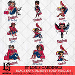 St Louis Cardinals Black Fan Girl Betty Boop Bundle 9, Svg Eps Dxf Png File, Digital Download