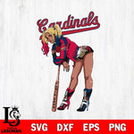 St Louis Cardinals Black Fan Girl Harley Quinn MLB Svg Eps Dxf Png File, Digital Download, Instant Download