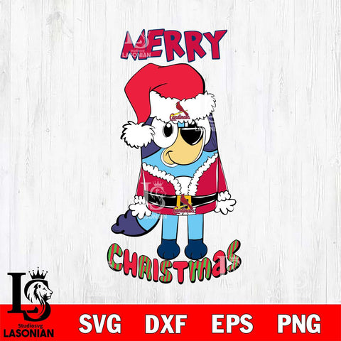 St Louis Cardinals Bluey Merry Christmas Bluey Santa Claus Svg Eps Dxf Png File, Digital Download