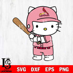 St Louis Cardinals Hello Kitty Player SVG DXF EPS PNG FILE, MLB File Cut,Hello Kitty Digital Download,Instant Download, Silhouette