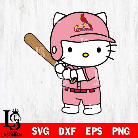 St Louis Cardinals Hello Kitty Player SVG DXF EPS PNG FILE, MLB File Cut,Hello Kitty Digital Download,Instant Download, Silhouette
