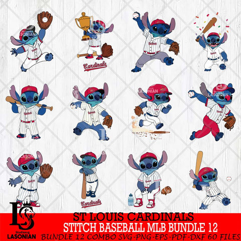St Louis Cardinals Stitch Baseball MLB Bundle 12 SVG DXF EPS PNG FILE, bundle MLB File Cut, Digital Download,Instant Download, Silhouette, Cricut