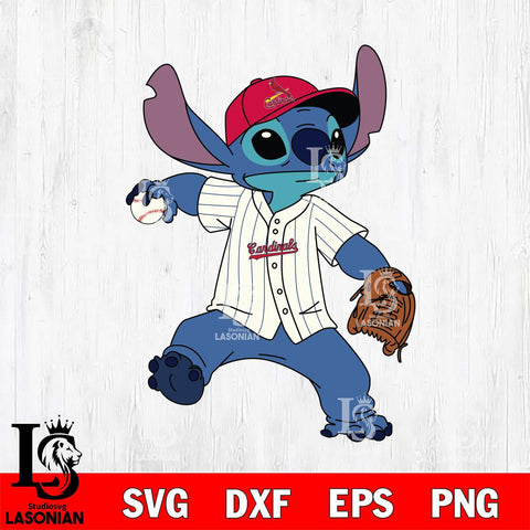 St Louis Cardinals Stitch throwing a baseball SVG DXF EPS PNG FILE, MLB File Cut, Digital Download,Instant Download, Silhouette, Stitch Cricut
