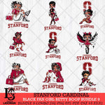 Stanford Cardinal Black Fan Girl Betty Boop Bundle 9, Svg Eps Dxf Png File, Digital Download