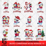 Stanford Cardinal Bluey Christmas NCAA Bundle 12 Cricut File Cut Files , Bluey Cricut , Christmas Svg , Bluey svg , Digital Download, dxf eps png pdf file