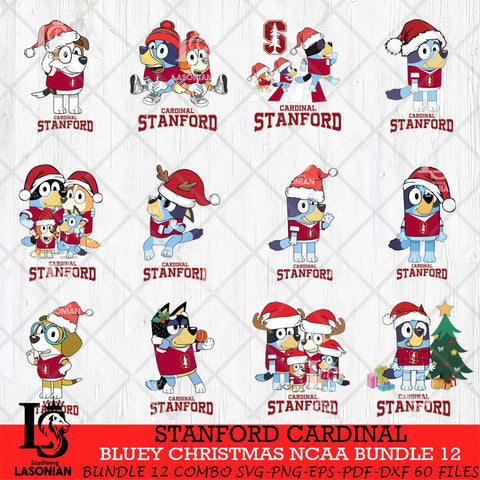 Stanford Cardinal Bluey Christmas NCAA Bundle 12 Cricut File Cut Files , Bluey Cricut , Christmas Svg , Bluey svg , Digital Download, dxf eps png pdf file