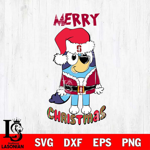 Stanford Cardinal Bluey Merry Christmas Bluey Santa Claus Svg Eps Dxf Png File, Digital Download