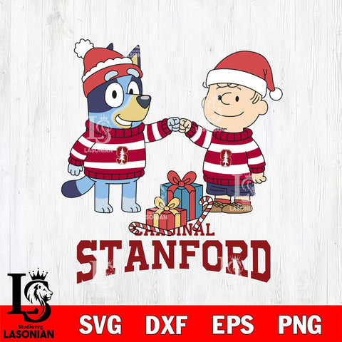 Stanford Cardinal Bluey With Charlie Brown Christmas File Cut, NCAA SVG DXF EPS PNG FILE, Digital Download,Instant Download, Silhouette