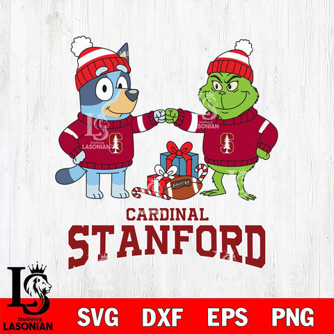 Stanford Cardinal Bluey With Grinch Christmas File Cut, NCAA SVG DXF EPS PNG FILE, Digital Download,Instant Download, Silhouette
