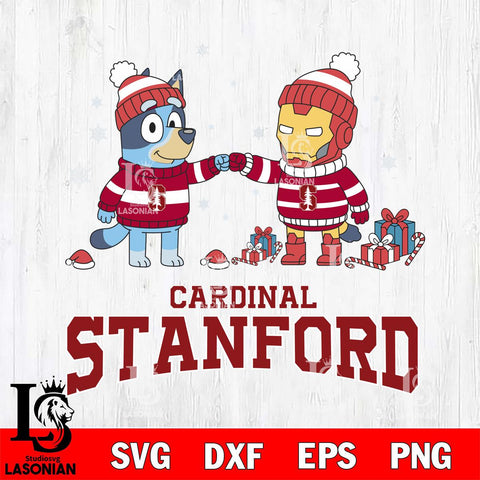 Stanford Cardinal Bluey With Iron man Christmas File Cut, NCAA SVG DXF EPS PNG FILE, Digital Download,Instant Download, Silhouette