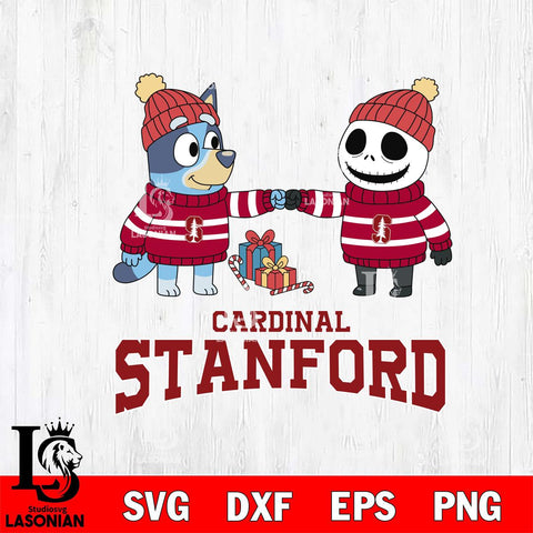 Stanford Cardinal Bluey With Jack Skellington Christmas File Cut, NCAA SVG DXF EPS PNG FILE, Digital Download,Instant Download, Silhouette