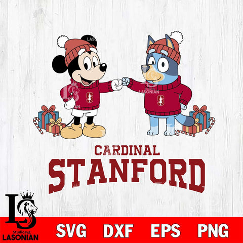 Stanford Cardinal Bluey With Mickey Christmas File Cut, NCAA SVG DXF EPS PNG FILE, Digital Download,Instant Download, Silhouette