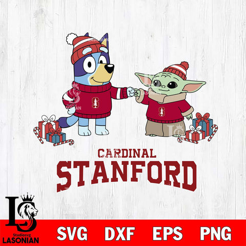 Stanford Cardinal Bluey With Yoda Christmas File Cut, NCAA SVG DXF EPS PNG FILE, Digital Download,Instant Download, Silhouette