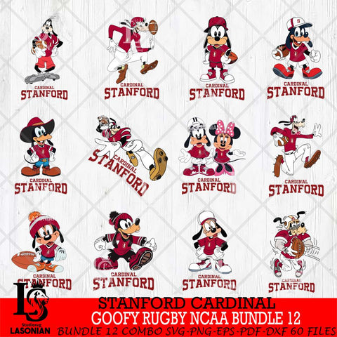 Stanford Cardinal Goofy Rugby Disney NCAA Bundle 12 SVG DXF EPS PNG FILE,NCAA bundle svg ,Football Digital Download,Instant Download, Silhouette