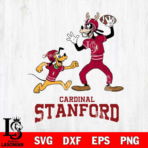 Stanford Cardinal Goofy & Pluto Football Cricut,Christmas SVG DXF EPS PNG FILE, NCAA Digital Download,Instant Download, Silhouette