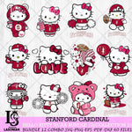 Stanford Cardinal Hello Kitty Bundle 12 SVG Svg Eps Dxf Png File, Digital Download, Instant Download
