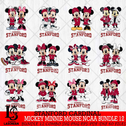 Stanford Cardinal Mickey Minnie Mouse NCAA Bundle 12 Svg Eps Dxf Png File, Bundle NCAA svg , File Cut , Digital Download , Instant Download, Cut Svg Files