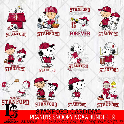 Stanford Cardinal Peanuts Snoopy Player NCAA Bundle 12 SVG DXF EPS PNG FILE,Snoopy File Cut, bundle NCAA Digital Download,Instant Download, Silhouette