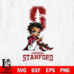 Stanford Cardinal Style Black Fan Girl Betty Boop, Svg Eps Dxf Png File, Digital Download