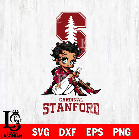 Stanford Cardinal Style Black Fan Girl Betty Boop, Svg Eps Dxf Png File, Digital Download