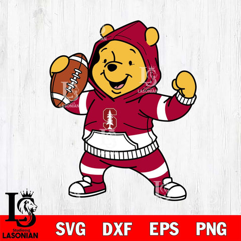 Stanford Cardinal Winnie The Pooh Disney Football Christmas File Cut, NCAA SVG DXF EPS PNG FILE, Digital Download , Criucut , Silhouette