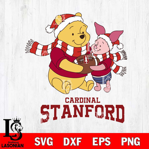 Stanford Cardinal Winnie the Pooh & Piglet Football Cricut,Christmas SVG DXF EPS PNG FILE, NCAA Digital Download,Instant Download, Silhouette