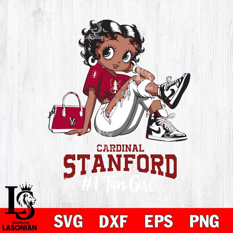 Stanford Cardinal #1 Black Fan Girl Betty Boop, Svg Eps Dxf Png File, Digital Download