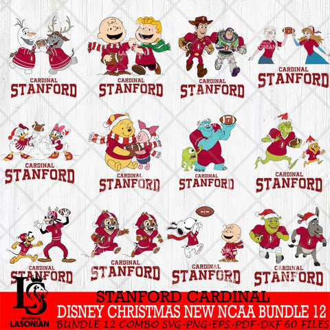 Stanford Cardinal  Disney Christmas New NCAA Bundle 12 Cricut,Christmas SVG DXF EPS PNG FILE, BUNDLE NCAA Digital Download,Instant Download, Silhouette