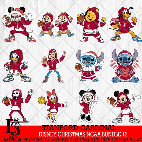 Stanford Cardinal  Disney christmas NCAA Bundle File Cut, Bundle NCAA SVG DXF EPS PNG FILE, Digital Download , Criucut , Silhouette