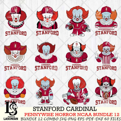 Stanford Cardinal  Pennywise Horror NCAA Bundle 12 SVG Svg Eps Dxf Png File, Digital Download