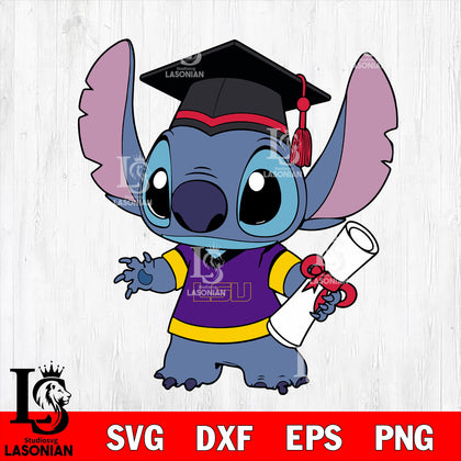Stitch Lsu graduationSvg Eps Dxf Png File, NCAA svg, Digital Download, Instant Download