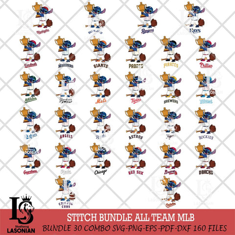 Stitch Baseball Champion MLB SVG DXF EPS PNG FILE, Big bundle MLB File Cut, Digital Download,Instant Download, Silhouette, Cricut