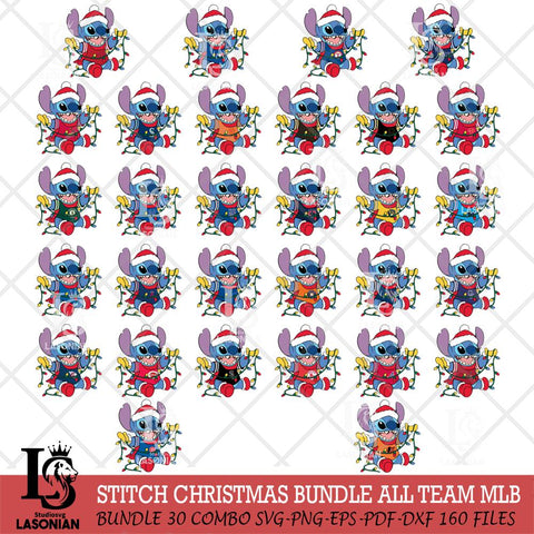 Stitch Christmas Lights MLB ALL TEAM SVG DXF EPS PNG file, Cut file cricut, Instant Download