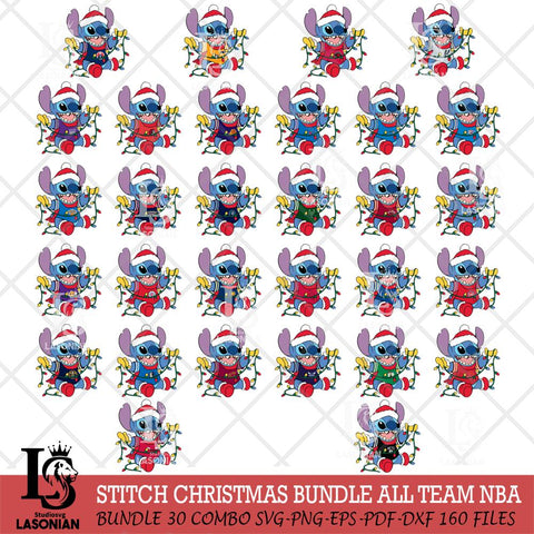 Stitch Christmas Lights NBA ALL TEAM SVG DXF EPS PNG file, Cut file cricut, Instant Download