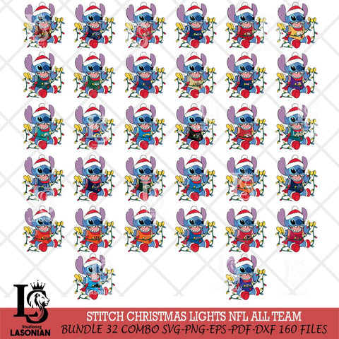 Stitch Christmas Lights NFL ALL TEAM Svg Eps Dxf Png File, Digital Download, Instant Download