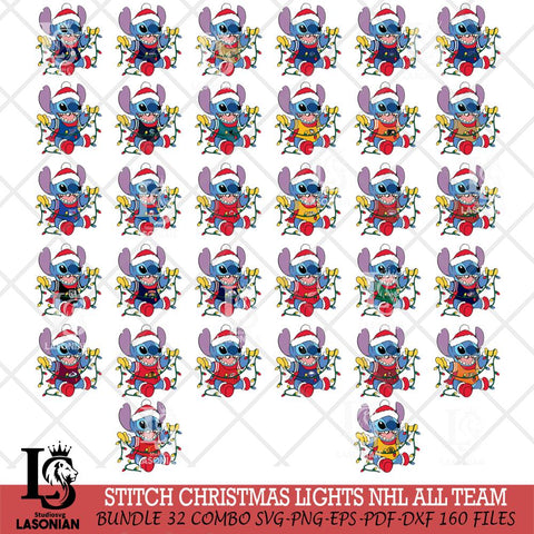 Stitch Christmas Lights NHL ALL TEAM Svg Eps Dxf Png File, Digital Download, Instant Download