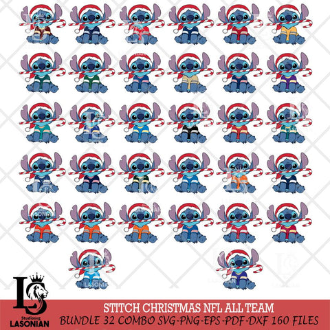 Stitch Christmas NFL ALL TEAM Svg Eps Dxf Png File, Digital Download, Instant Download