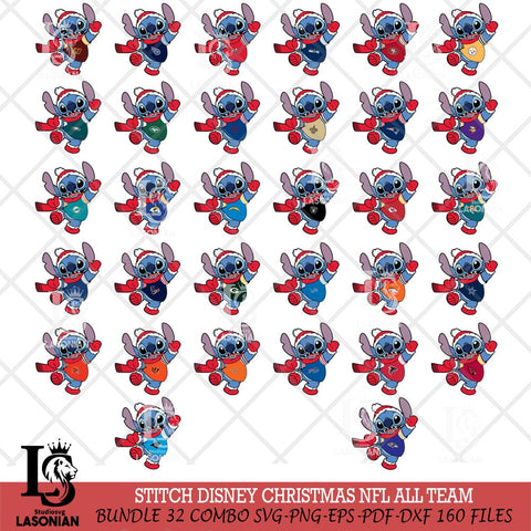 Stitch Disney Christmas NFL ALL TEAM Svg Eps Dxf Png File, Digital Download, Instant Download